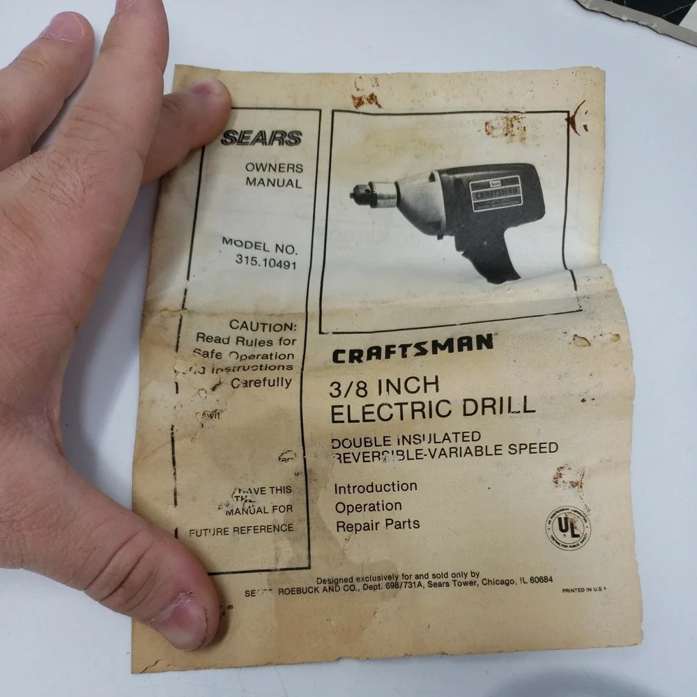 Sears Craftsman 315.10491 0-1200 RPM VSR 2.5 AMP 3/8